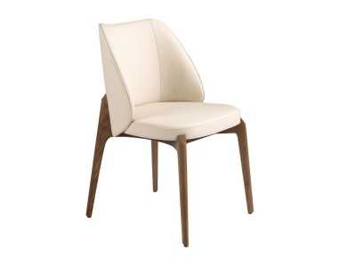 Modern design chair upholstered in cream-colored faux leather - ABATTO Modern design chair upholstered in cream-colored faux leather - ABATTO