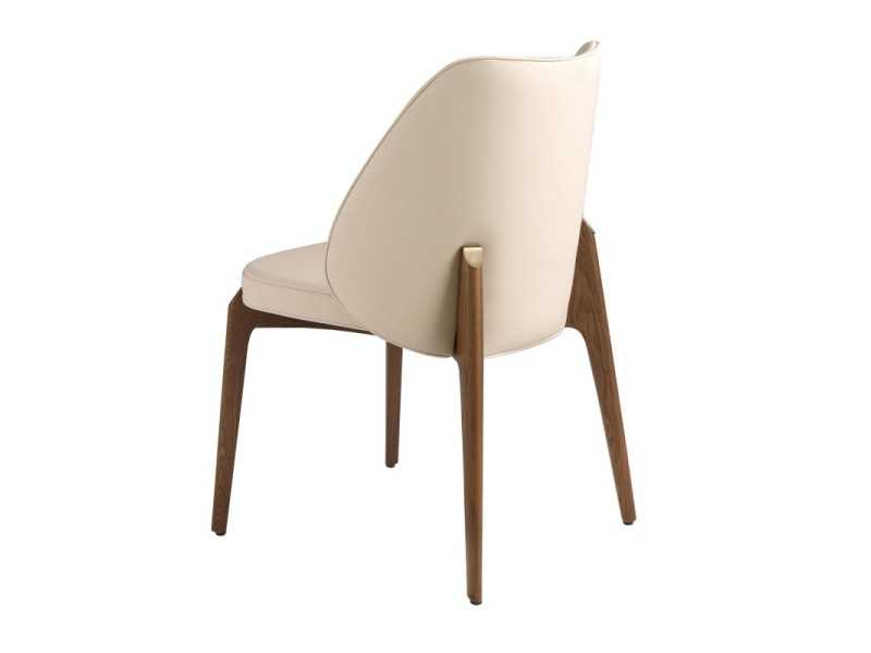 Modern design chair upholstered in cream-colored faux leather - ABATTO