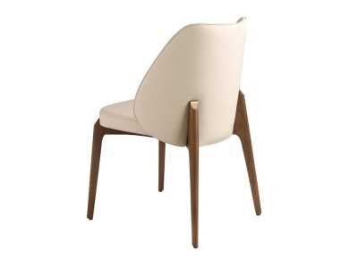 Modern design chair upholstered in cream-colored faux leather - ABATTO Modern design chair upholstered in cream-colored faux leather - ABATTO