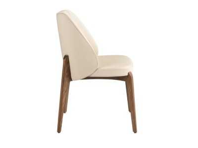Modern design chair upholstered in cream-colored faux leather - ABATTO Modern design chair upholstered in cream-colored faux leather - ABATTO