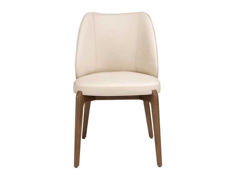 Modern design chair upholstered in cream-colored faux leather - ABATTO
