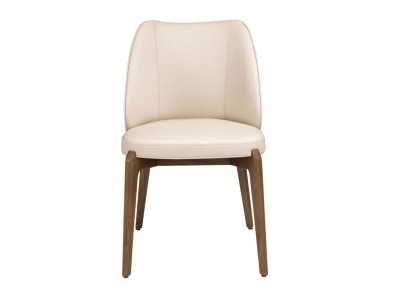 Modern design chair upholstered in cream-colored faux leather - ABATTO Modern design chair upholstered in cream-colored faux leather - ABATTO