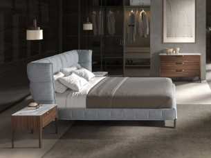 Lit complet au design moderne, tapissé en tissu et pieds en acier inoxydable - DINA 2