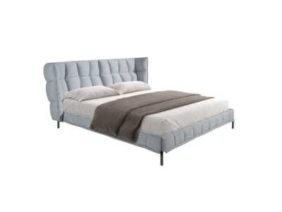 Cama completa de diseño moderno tapizada en tela con patas de acero inox - DINA