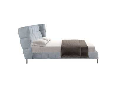 Modern design complete bed upholstered in fabric with stainless steel legs - DINA