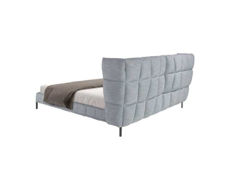 Modern design complete bed upholstered in fabric with stainless steel legs - DINA