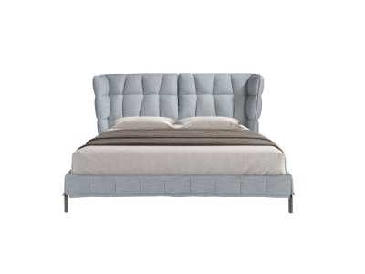Cama completa de diseño moderno tapizada en tela con patas de acero inox - DINA