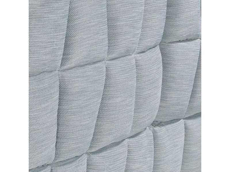 Lit complet au design moderne, tapissé en tissu et pieds en acier inoxydable - DINA