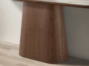 Oval walnut veneer console table with porcelain marble top - AAL 2