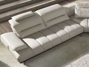 Sofá con chaise longue de diseño moderno tapizado en piel genuina - ADELLE D 2