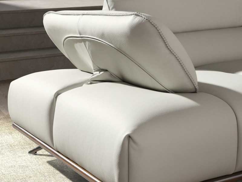 Modern design sofa with chaise longue upholstered in genuine leather - ADELLE D