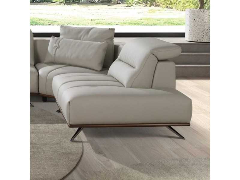 Modern design sofa with chaise longue upholstered in genuine leather - ADELLE D