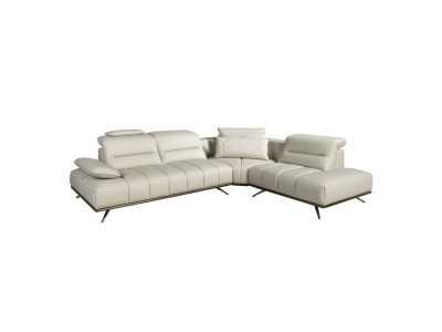 Modern design sofa with chaise longue upholstered in genuine leather - ADELLE D