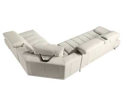 Canapé design moderne avec méridienne tapissée en cuir véritable - ADELLE D