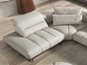 Sofá con chaise longue de diseño moderno tapizado en piel genuina - ADELLE I 2