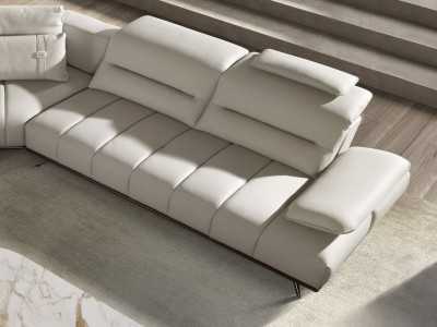 Modern design sofa with chaise longue upholstered in genuine leather - ADELLE I