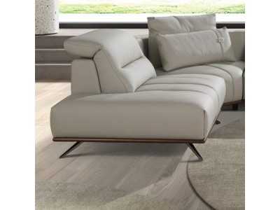 Modern design sofa with chaise longue upholstered in genuine leather - ADELLE I