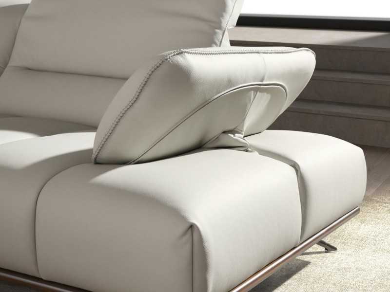 Sofá con chaise longue de diseño moderno tapizado en piel genuina - ADELLE I