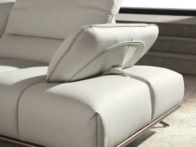 Modern design sofa with chaise longue upholstered in genuine leather - ADELLE I