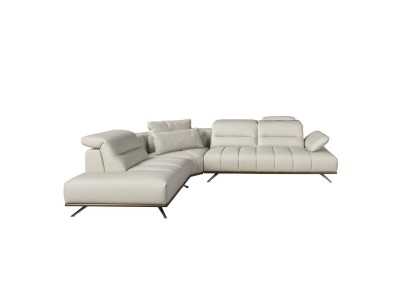 Modern design sofa with chaise longue upholstered in genuine leather - ADELLE I