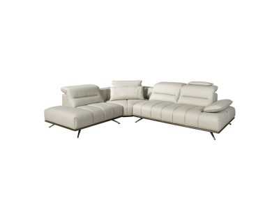 Modern design sofa with chaise longue upholstered in genuine leather - ADELLE I
