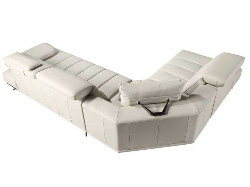 Sofá con chaise longue de diseño moderno tapizado en piel genuina - ADELLE I