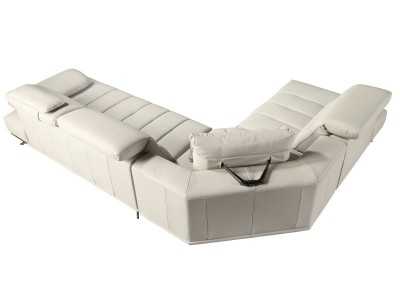 Modern design sofa with chaise longue upholstered in genuine leather - ADELLE I