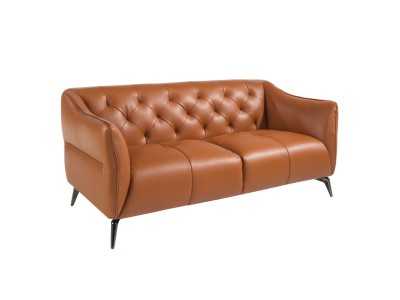 Canapé Chesterfield 2 places tapissé de cuir véritable - BATH 2