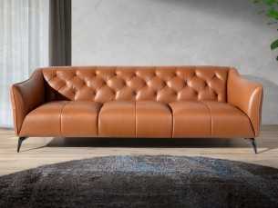 3-seater Chesterfield sofa upholstered in genuine leather - BATH 3