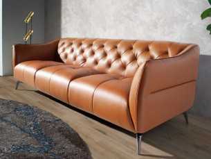 3-seater Chesterfield sofa upholstered in genuine leather - BATH 3 2