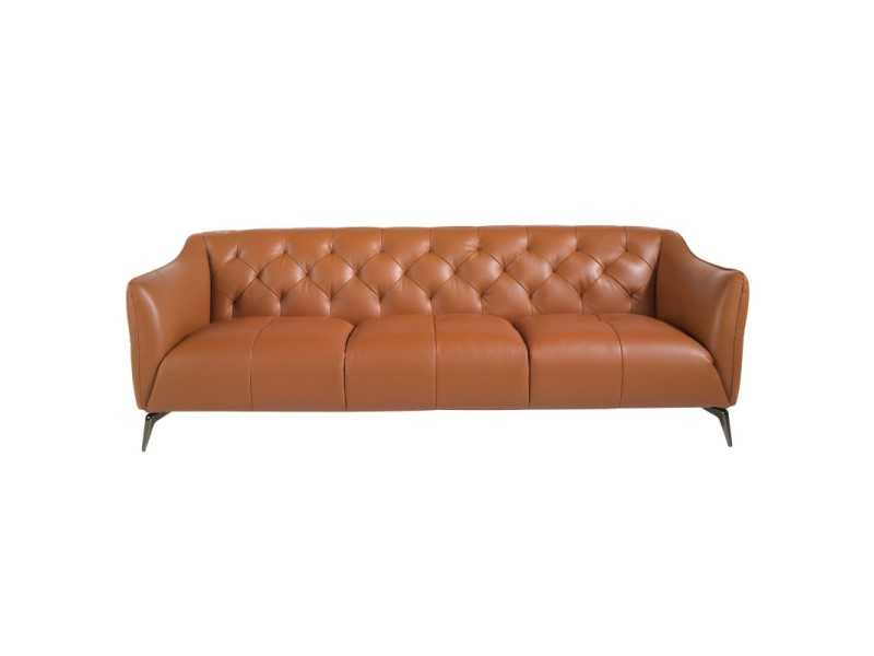 Canapé Chesterfield 3 places tapissé de cuir véritable - BATH 3