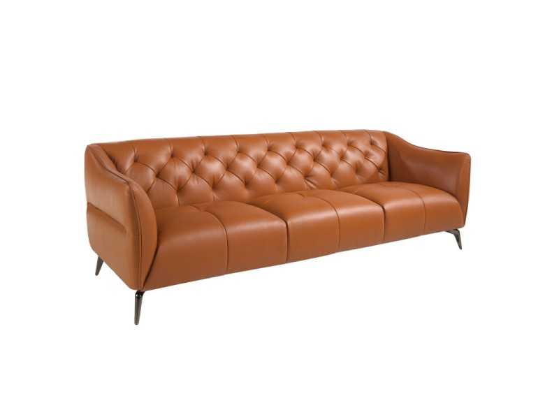 Canapé Chesterfield 3 places tapissé de cuir véritable - BATH 3