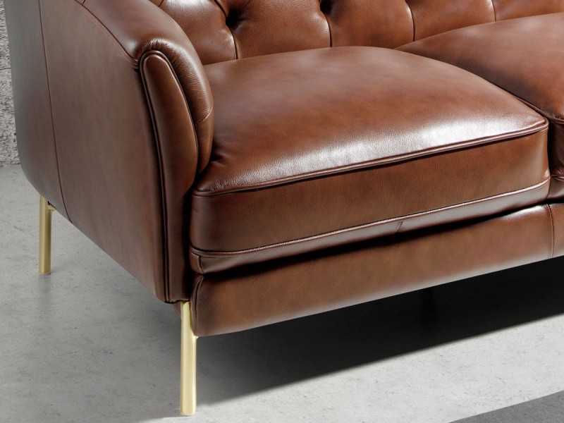 2-seater Chesterfield sofa upholstered in genuine leather - LIVERPOOL 2