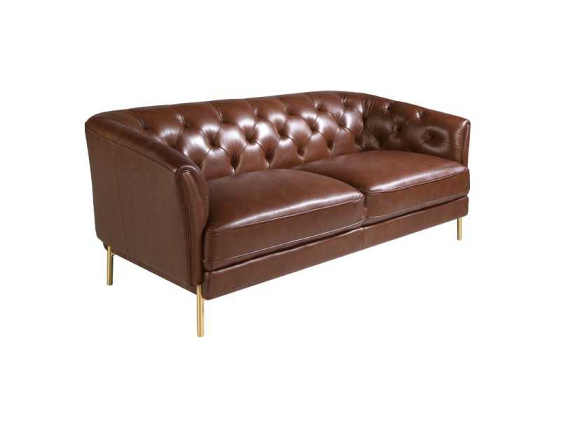 2-seater Chesterfield sofa upholstered in genuine leather - LIVERPOOL 2
