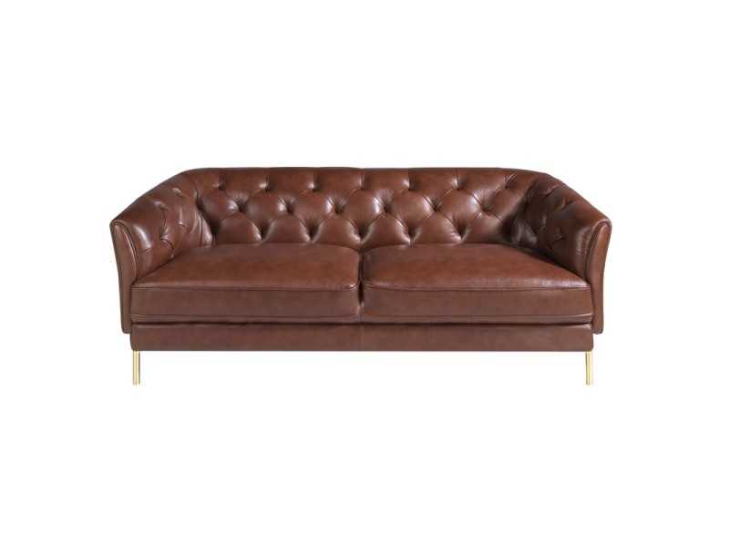 2-seater Chesterfield sofa upholstered in genuine leather - LIVERPOOL 2