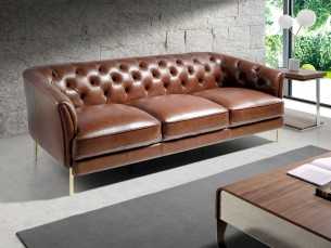 3-seater Chesterfield sofa upholstered in genuine leather - LIVERPOOL 3 2