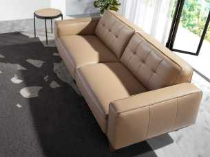 2-seater vintage-style sofa upholstered in genuine sand-colored leather - DERBY 2AR 2