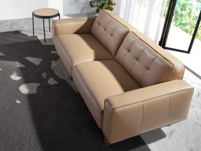 2-seater vintage-style sofa upholstered in genuine sand-colored leather - DERBY 2AR
