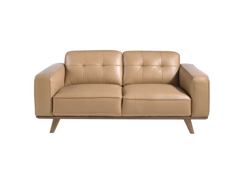 2-seater vintage-style sofa upholstered in genuine sand-colored leather - DERBY 2AR