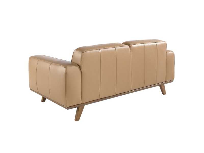 2-seater vintage-style sofa upholstered in genuine sand-colored leather - DERBY 2AR