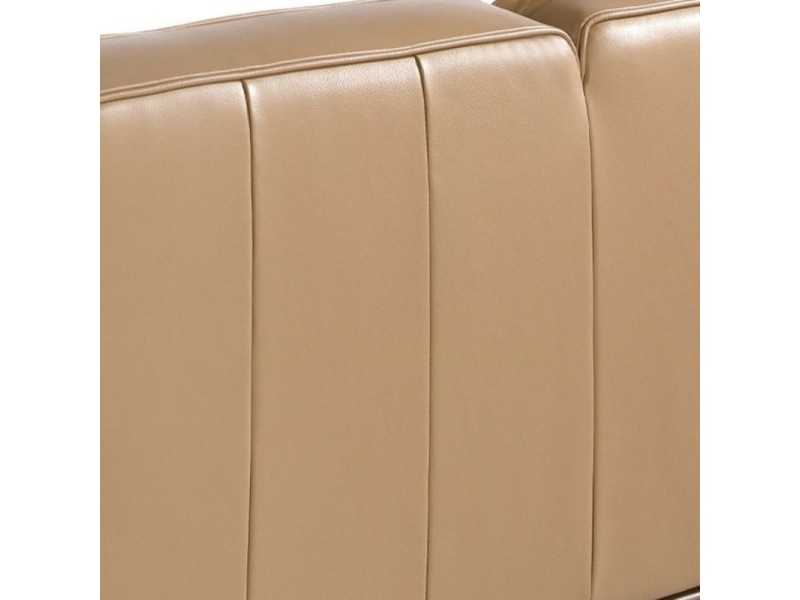 2-seater vintage-style sofa upholstered in genuine sand-colored leather - DERBY 2AR