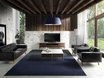 Sofá 2 plazas estilo vintage tapizado en piel genuina color negro - DERBY 2NG