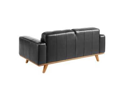 Sofá 2 plazas estilo vintage tapizado en piel genuina color negro - DERBY 2NG