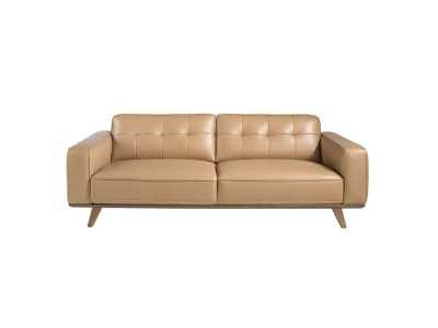 3-seater vintage-style sofa upholstered in genuine sand-colored leather - DERBY 3AR