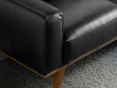 Canapé 3 places style vintage tapissé de cuir véritable couleur noir - DERBY 3NG