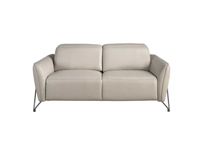 Canapé relax 2 places au design moderne, tapissé de cuir véritable - ARVID 2