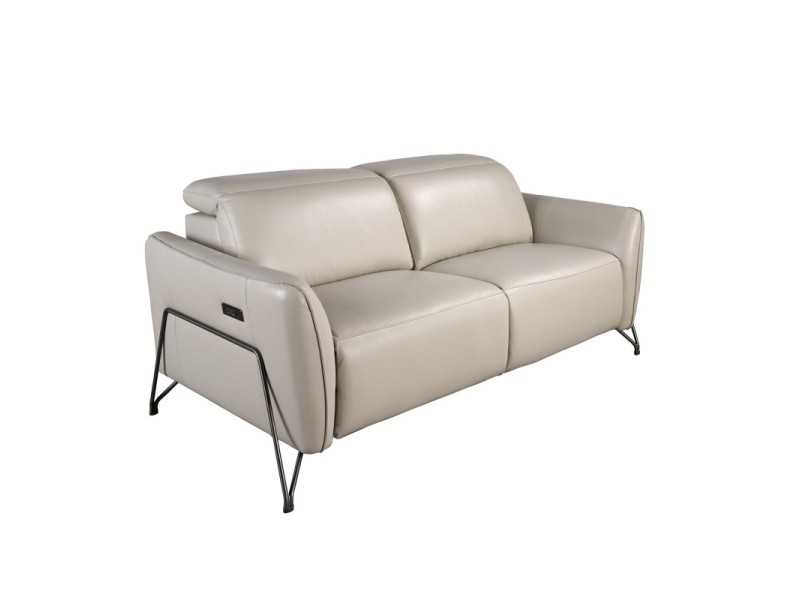 Canapé relax 2 places au design moderne, tapissé de cuir véritable - ARVID 2