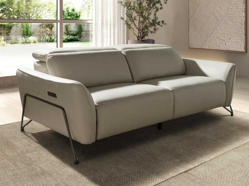 Sofá relax de 3 plazas de diseño moderno tapizado en piel genuina - ARVID 3