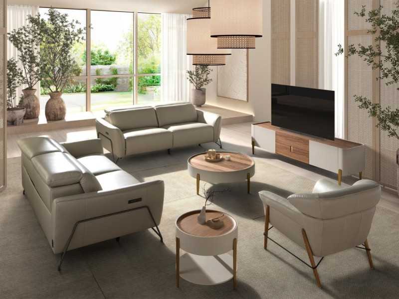 Modern design 3-seater relax sofa upholstered in genuine leather - ARVID 3