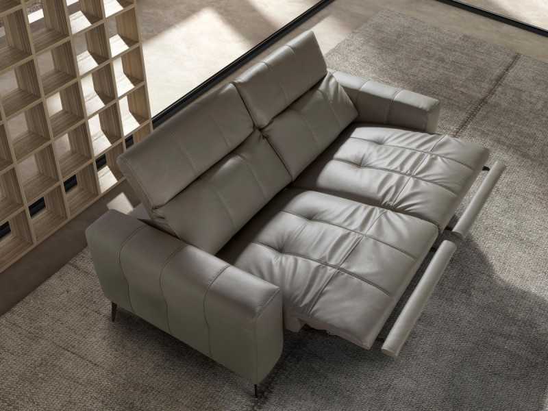 2-seater relax sofa upholstered in genuine leather - BARI 2